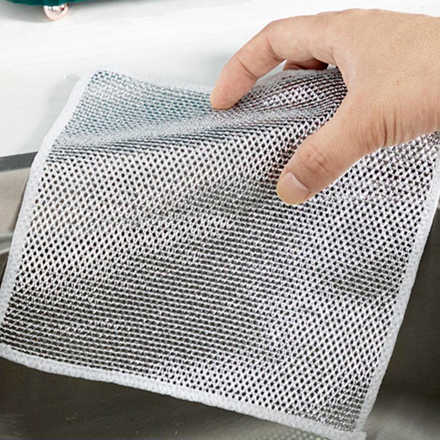 5564 Double-Sided Multipurpose Microfiber Cloths, Stainless Steel Scrubber, Non-Scratch Wire Dishcloth, Durable Kitchen Scrub Cloth (1 Pc / 20x20 Cm) 5564 Double-Sided Multipurpose Microfiber Cloths, Stainless Steel Scrubber, Non-Scratch Wire Dishcloth, Durable Kitchen Scrub Cloth (1 Pc / 20x20 Cm)